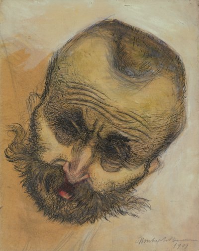 ヘッドスタディ、1909年（ペンとインクの洗浄） 作： Umberto Boccioni
