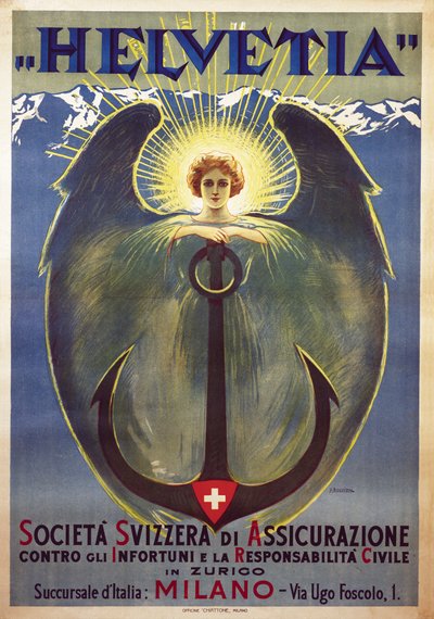 ウンベルト・ボッチョーニの「Helvetia」ポスター 作： Umberto Boccioni