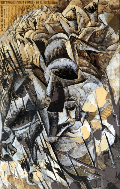 イタリア、ミラノ、絵画「ランサーズの突撃 作： Umberto Boccioni