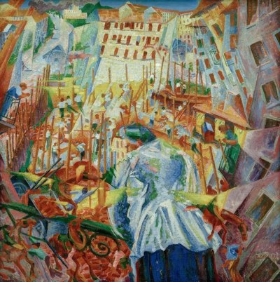 道路は家に入ります 作： Umberto Boccioni