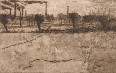 工場のある風景、1909年。 作： Umberto Boccioni