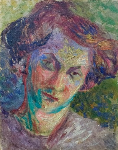 女性の肖像、1909-10年頃（キャンバスに油彩） 作： Umberto Boccioni