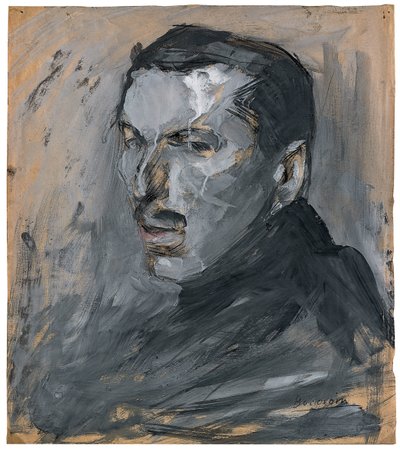 ウンベルト・ボッチョーニ（1882-1916）の自画像。厚紙にテンペラとパステル、サイズ：43,5x38,3 作： Umberto Boccioni