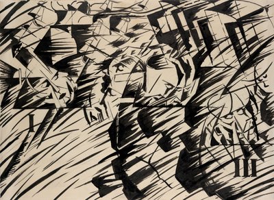 心の状態：行く者、1912年（紙にインク） 作： Umberto Boccioni