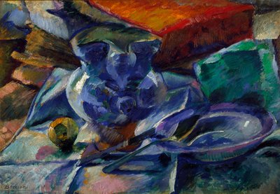 水差し、ボウル、カトラリーのある静物画 ウンベルト・ボッチョーニ（1882-1916） 1916年 Dim.35x50 cm Milano, Civico Museo d