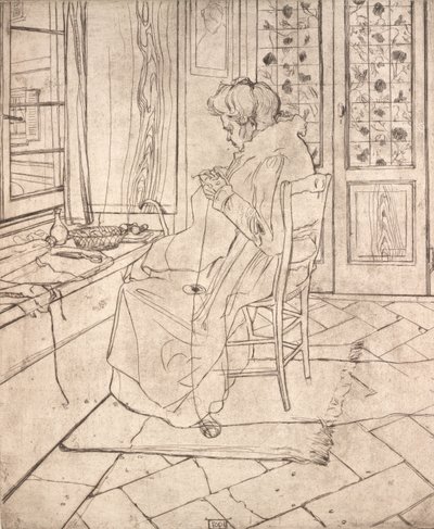 アーティストの母親のかぎ針編み、1907 年。 作： Umberto Boccioni