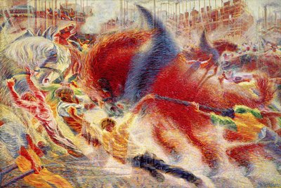街が上がる 作： Umberto Boccioni