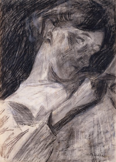 イネスを読む若い女性、1909-10。 作： Umberto Boccioni