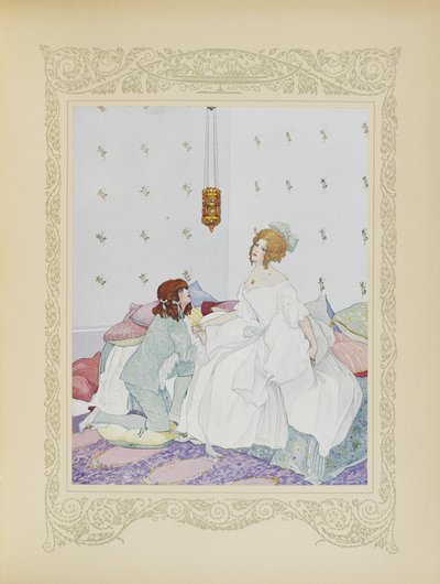 彼女を認識するとすぐに、彼は彼女の足元に身を投げ出した、「Contes du Temps Jadis」または「Tales from Times Past」のイラスト、p.48 作： Umberto Brunelleschi