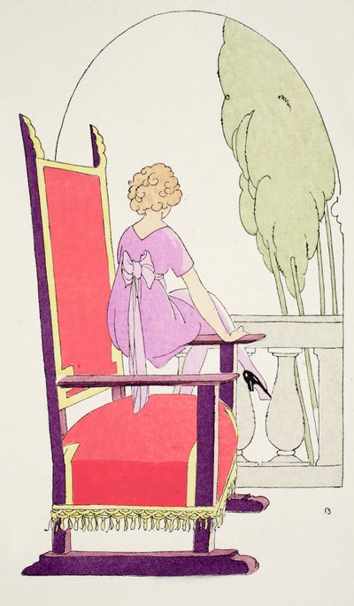 ベランダで待ってる（ポチョワールプリント） 作： Umberto Brunelleschi