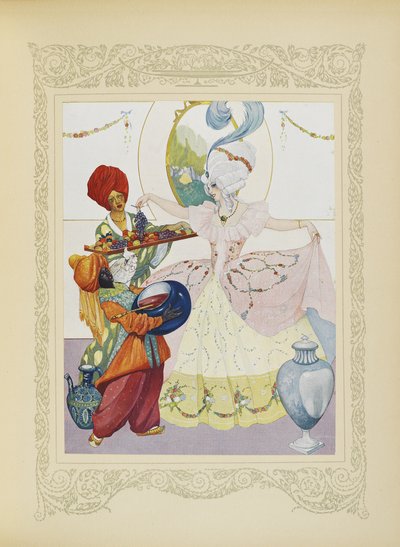 私たちは盆地を満たし、彼女の果物とジャムの瓶、「Contes du Temps Jadis」のイラスト、または「Times From Timesの物語」、p.56を提供しました 作： Umberto Brunelleschi