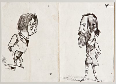 風刺画（紙にインク） 作： Umberto Tirelli