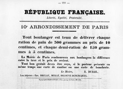 1871年5月のパリのコミューンのフランスの政治ポスターからのパリの10区 作： Unbekannt
