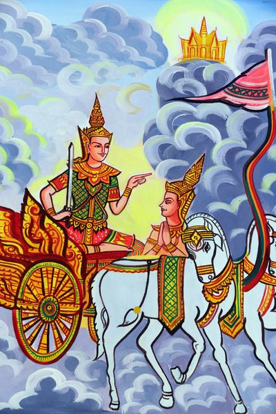 20151029, ビエンチャン, ラオス :Wat Si Muang ( Simuong ) 仏教寺院。釈迦牟尼仏の生涯を描いた絵画 作： Unbekannt