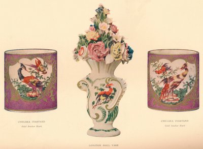 2チェルシーインクスタンドとLongton Hall花瓶、c1755 作： Unbekannt