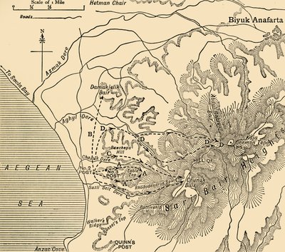 アンザック前進、ガリポリ半島、第一次世界大戦、1915年、c1920。 作： Unbekannt
