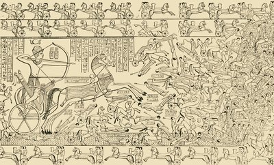 テーベのラーセウムからの戦闘シーン、1890年。 作： Unbekannt