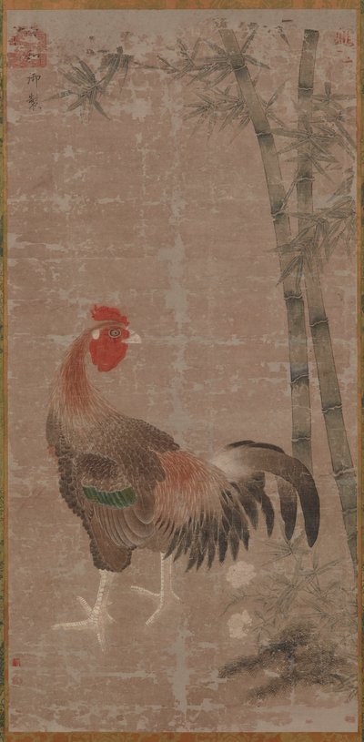 雄鶏と竹、明代、1105～1135年頃。 作： Unbekannt
