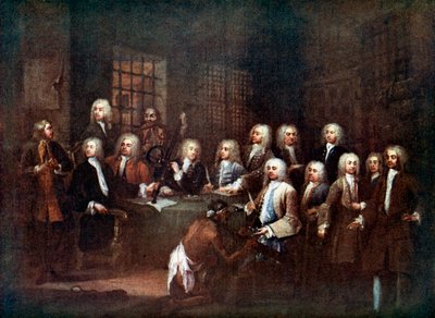 ロンドンのフリートストリート刑務所にある下院の委員会、1729年c1905 作： Unbekannt