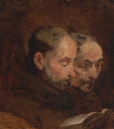 18 世紀後半の 2 人の修道士の読書のヴァン ダイクに伝統的に起因する絵画の後のコピー 作： Unbekannt