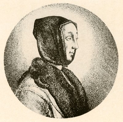 毛皮のティペットとフードを身に着けたオランダの女性、17世紀半ば、1937年。 作： Unbekannt