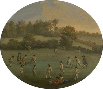 クリケットの試合 1790 年から現在のリージェンツ パークにあるメリルボーン フィールドのロイヤル アカデミー クラブ 作： Unbekannt