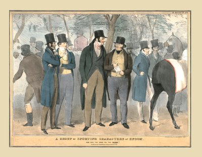 Epsom、c1832でのスポーツキャラクターのグループ。 作： Unbekannt