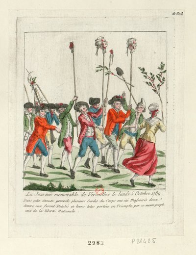 ヴェルサイユでの思い出に残る日、1789年、1789年。 作： Unbekannt