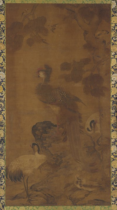 木の下の鳳凰と2羽の鶴、明王朝、16〜17世紀. 作： Unbekannt