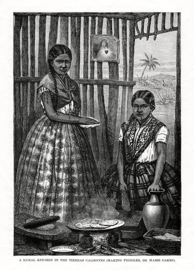 1877年、メキシコ、ティエラカリエンテスの農村キッチン 作： Unbekannt