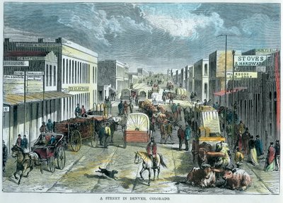 米国コロラド州デンバーのストリート、c1880 作： Unbekannt