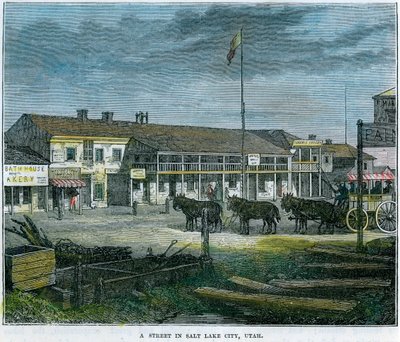 米国ユタ州ソルトレイクシティのストリート、c1880 作： Unbekannt