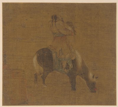 タカを持った韃靼人騎手、明王朝、1368～1644年。 作： Unbekannt