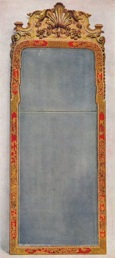 レッドラッカーで装飾されたフレーム内の非常にまれなc1720のピアグラス、c1720、1936 作： Unbekannt