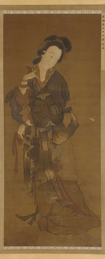 女と蝶、明代、16～17世紀。 作： Unbekannt