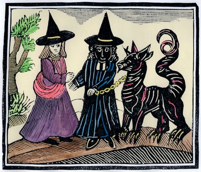 黒と白の魔女と悪魔の動物 作： Unbekannt