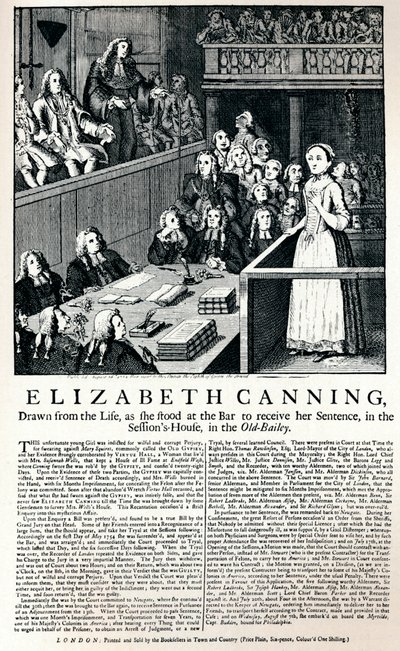 エリザベス・カニング事件の1754年の広報、1915年 作： Unbekannt