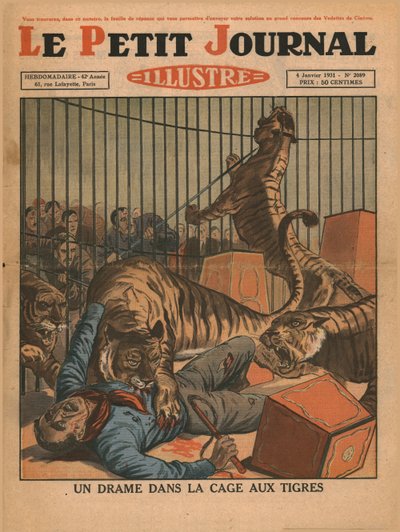虎の檻の中のドラマ、1931年。 作： Unbekannt