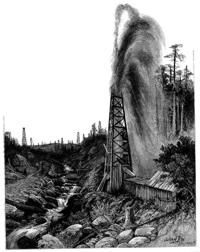 1886年、米国ペンシルバニア油田の噴水 作： Unbekannt