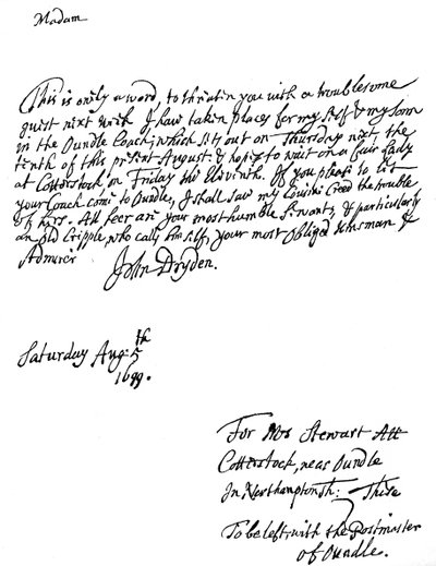 ジョン・ドライデンが書いた手紙1631-12700、イギリスの詩人、1699 1840 作： Unbekannt