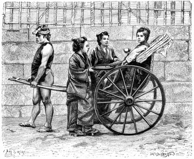 人力車、日本、1895 作： Unbekannt