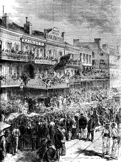 選挙日のニューオーリンズの通り、1860年c1880 作： Unbekannt