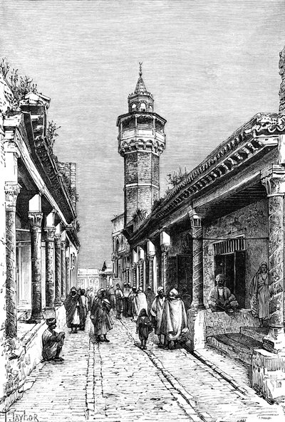 1895年、チュニジア、チュニスのSuk地区の通り 作： Unbekannt