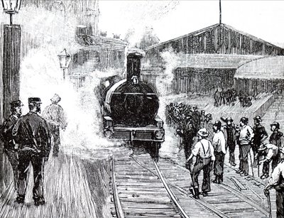 Plymouth駅を出発する列車。 作： Unbekannt