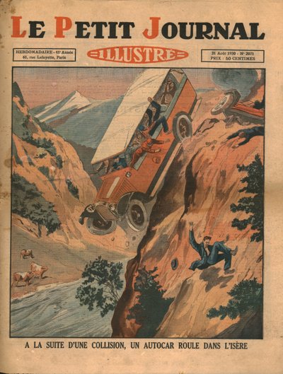 1930年の事故の後、車がイゼール川に落下しました。 作： Unbekannt