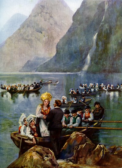 ボート、ノルウェーの結婚式の行列 作： Unbekannt