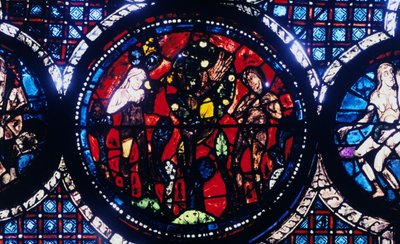 アダムとイブの男の堕落、ステンドグラス、シャルトル大聖堂、フランス、1194-1260 作： Unbekannt