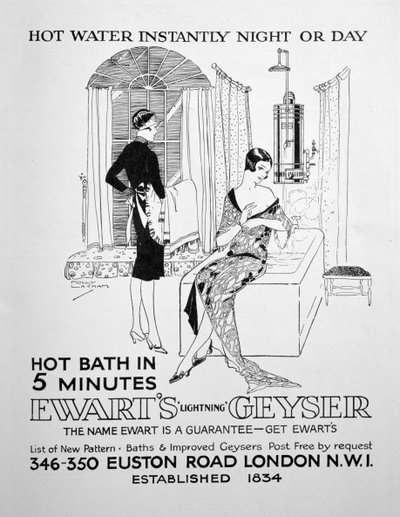 温水用エワーツ間欠泉の広告、1928 作： Unbekannt