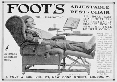 Foots Burlingtonの調整可能な休憩椅子の広告、1916 作： Unbekannt