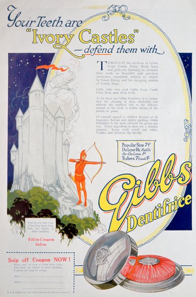 Gibbs Solid Dentifriceの広告、1922年 作： Unbekannt